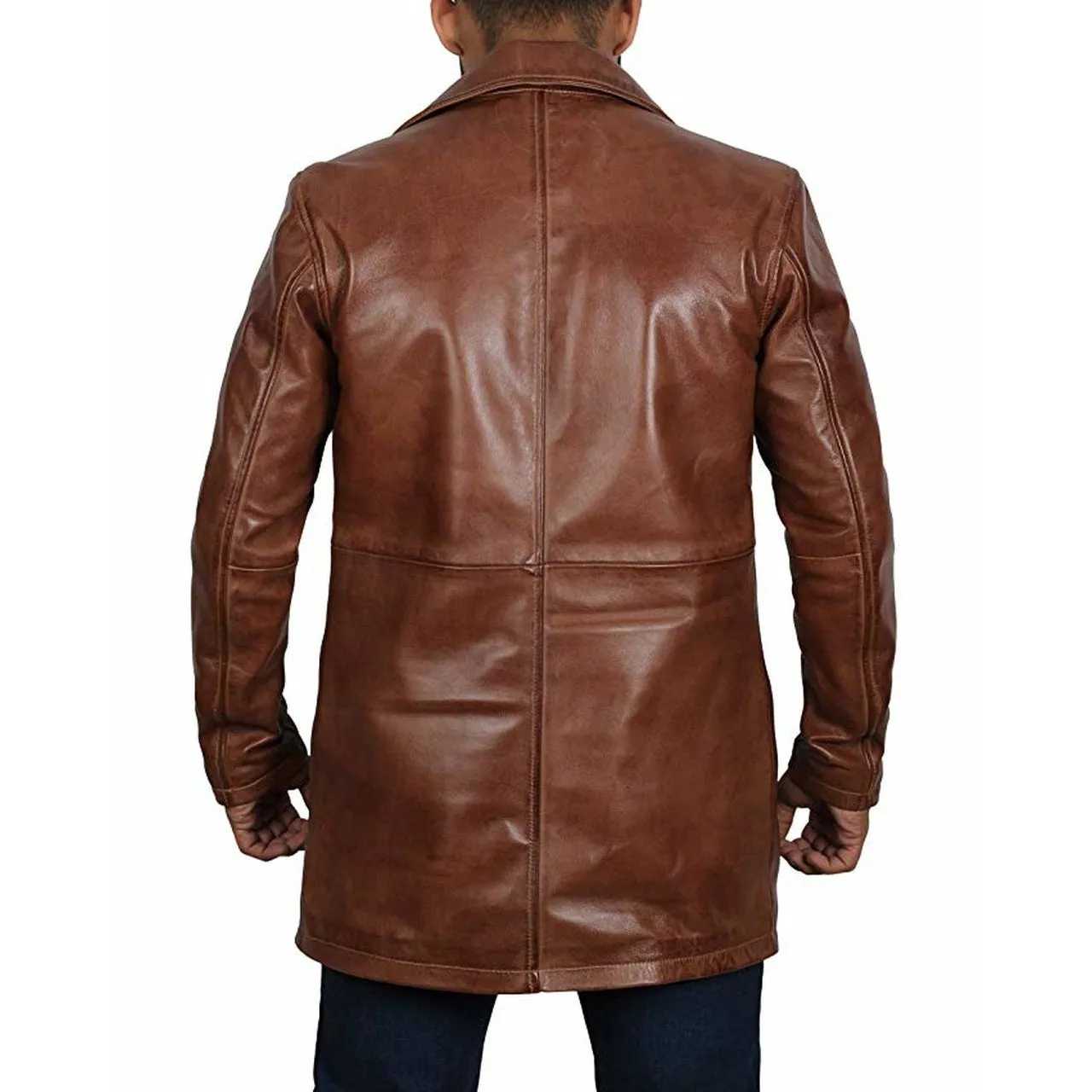 Distressed Leather Jacket Coat Men