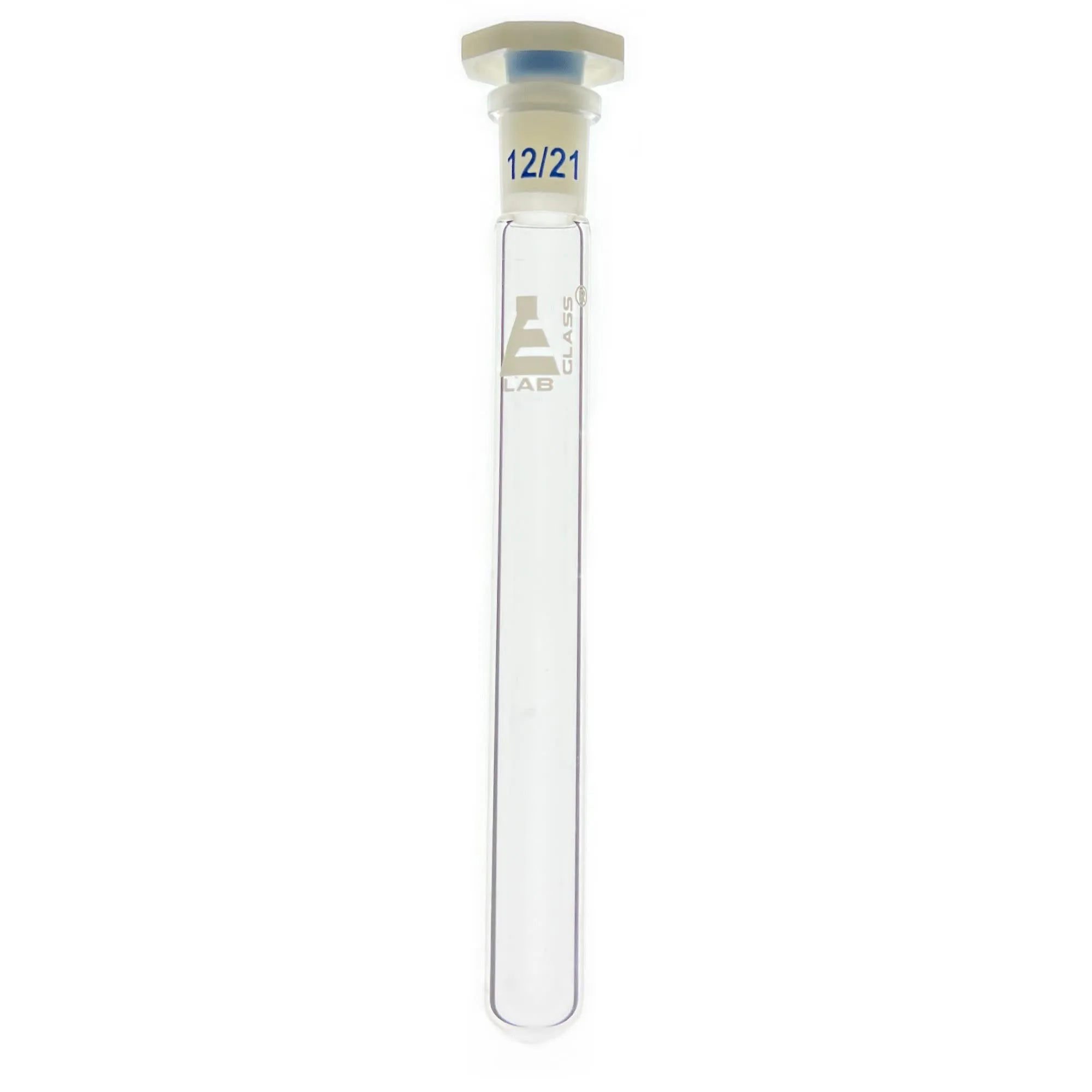 Eisco Labs - 10mL Test Tube, 125x15mm, Borosilicate Glass with Polypropylene Stopper - Laboratory Glassware for Sample Storage, Chemical Reactions, and Educational Use