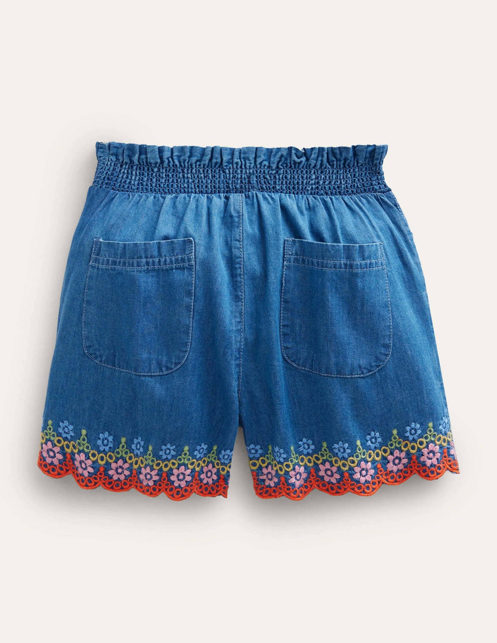 Embroidered Culotte-Embroidered Denim