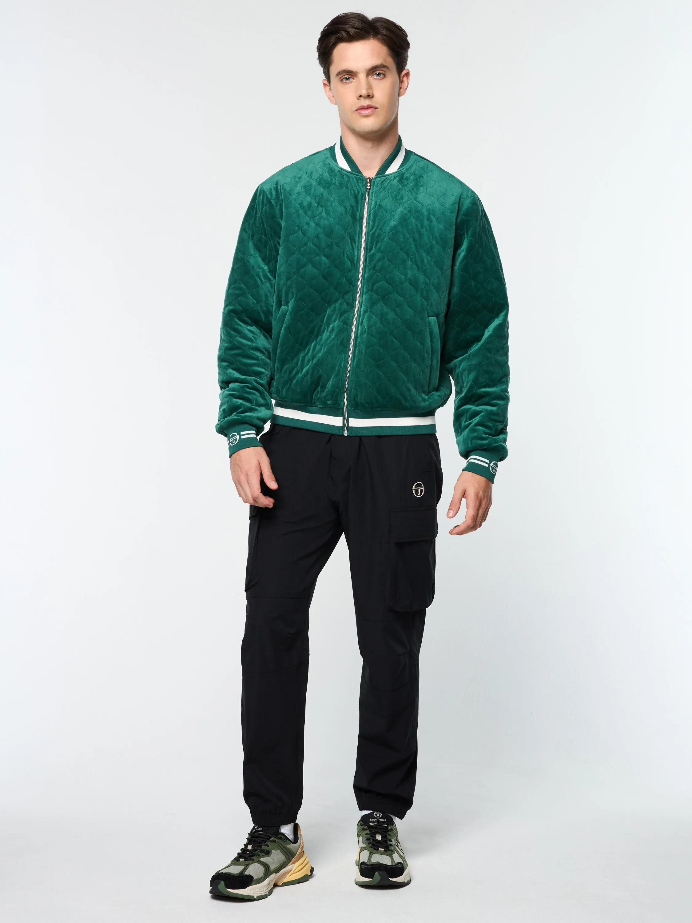 Fasano Quilted Velour Jacket- Rainforest