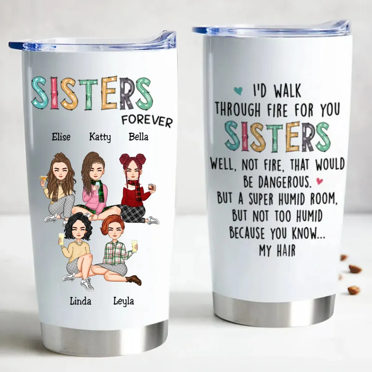 Fireproof Sisters Stainless Steel Tumbler - Customized Thermal Cup