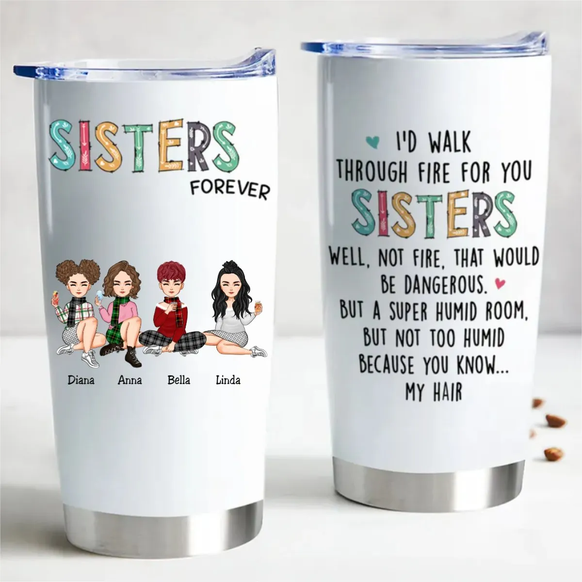 Fireproof Sisters Stainless Steel Tumbler - Customized Thermal Cup