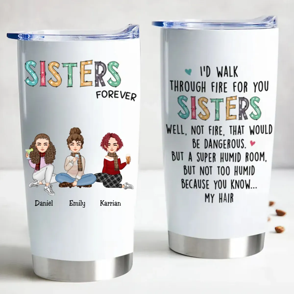 Fireproof Sisters Stainless Steel Tumbler - Customized Thermal Cup