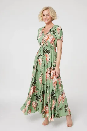 Floral High Low Maxi Tea Dress