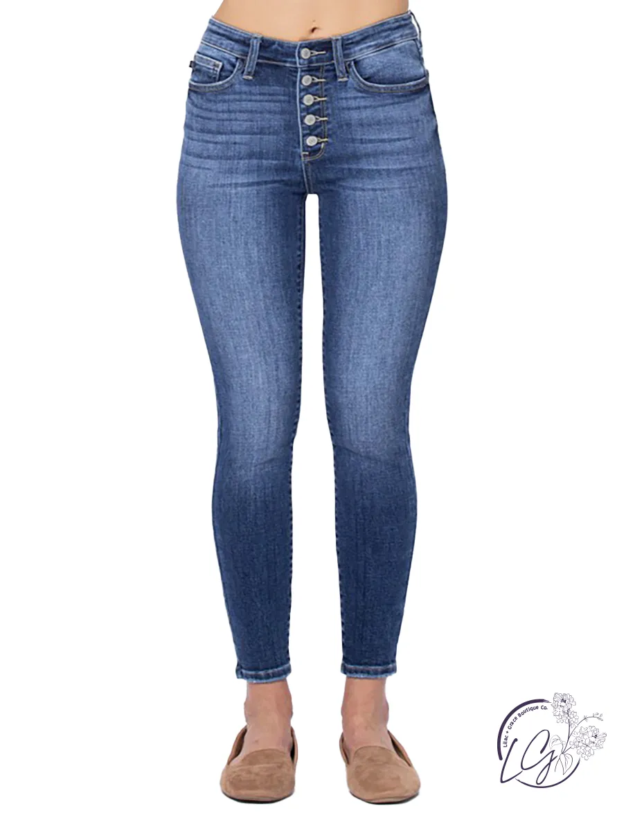 Frankie High-Rise Button Fly Skinny by Judy Blue