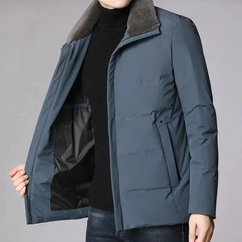 Fur Collar Thick Business Office Work Down Winter Jacket for men