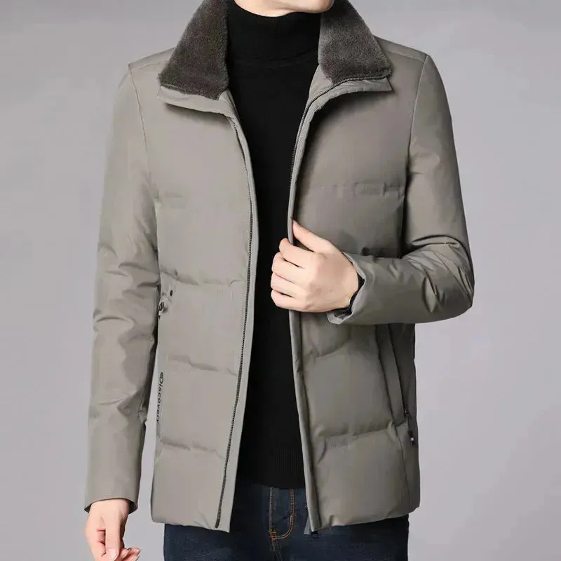 Fur Collar Thick Business Office Work Down Winter Jacket for men