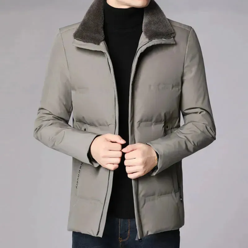 Fur Collar Thick Business Office Work Down Winter Jacket for men