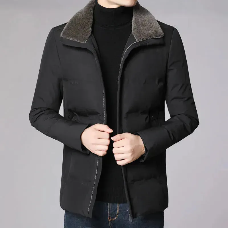 Fur Collar Thick Business Office Work Down Winter Jacket for men