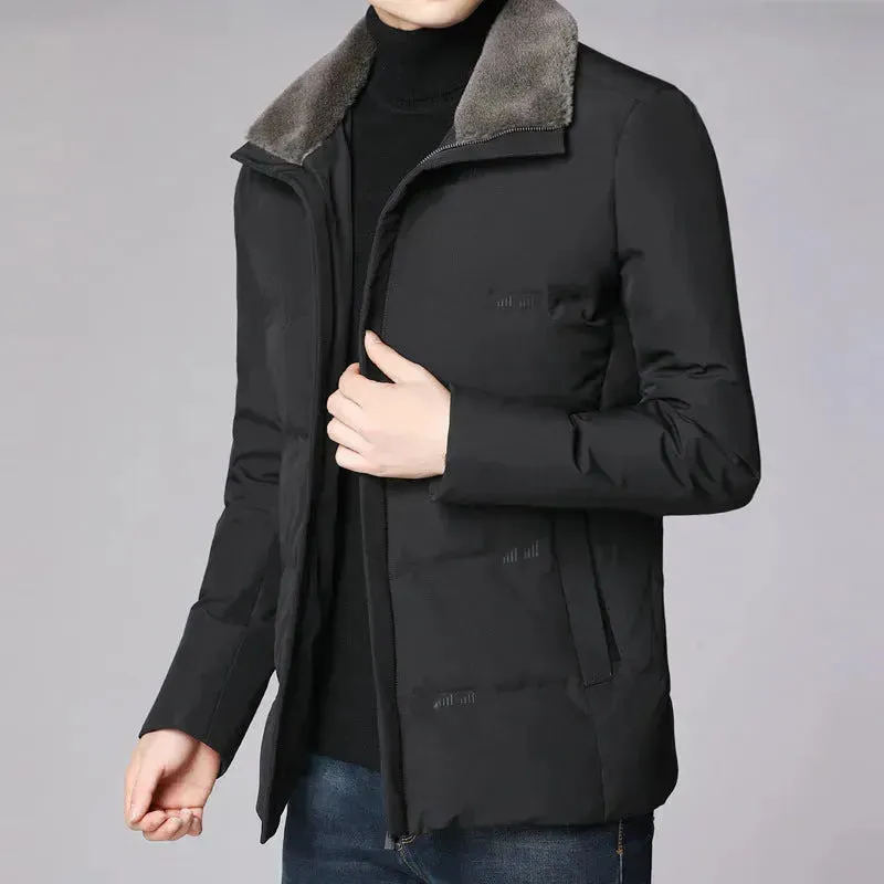 Fur Collar Thick Business Office Work Down Winter Jacket for men