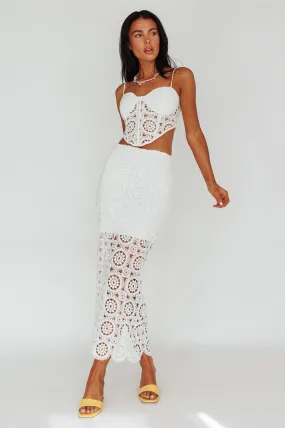 Granada Lace Maxi Skirt White