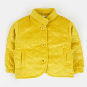 Infant Girls Quilted Jacket Hearts - Yellow