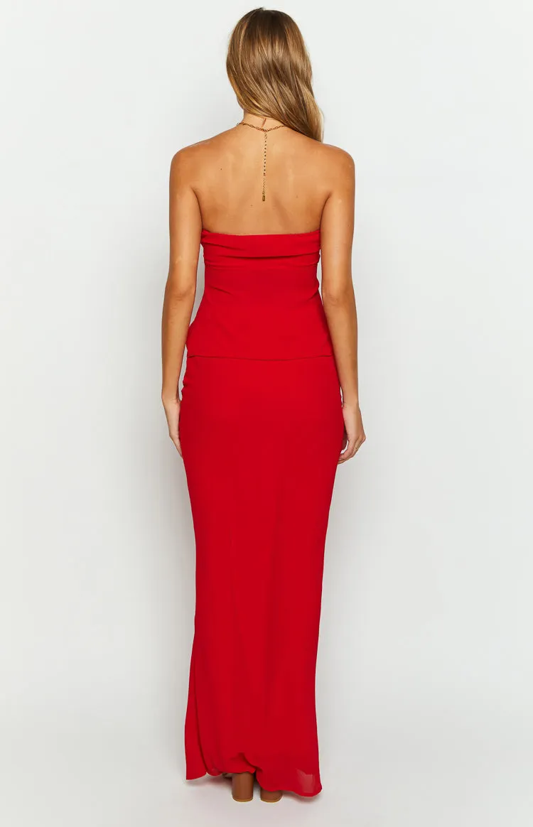 Jacqulin Red Maxi Skirt