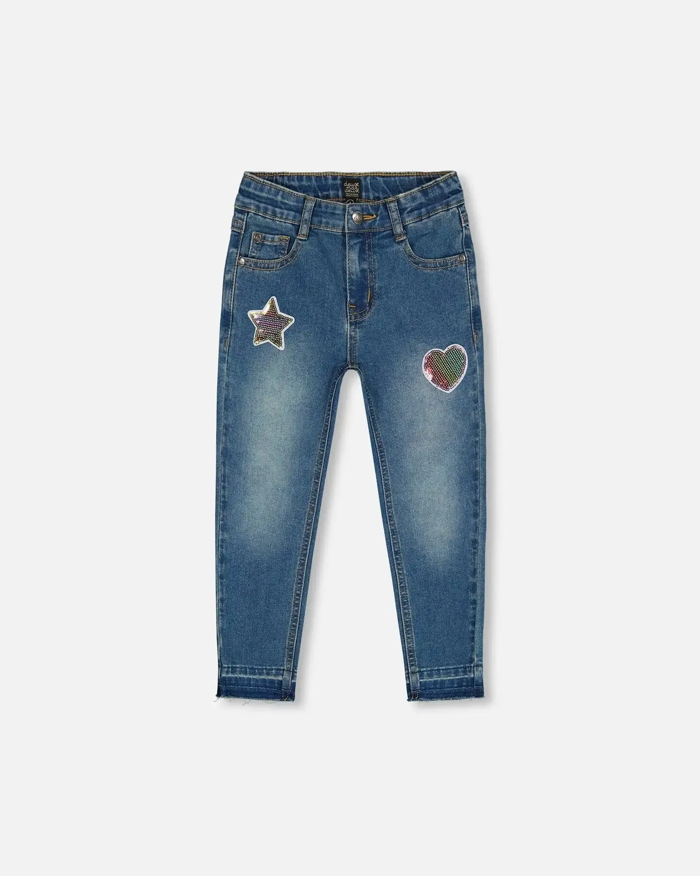 Jeans With Embroidery Patch Blue Denim