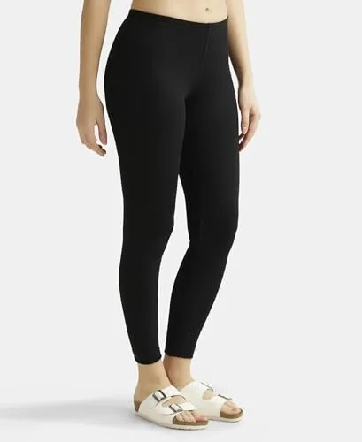 Jockey Women's Tailored Fit Cotton Leggings with Concealed Elastic Waistband (2520_Black_X-Large_Black_XL)