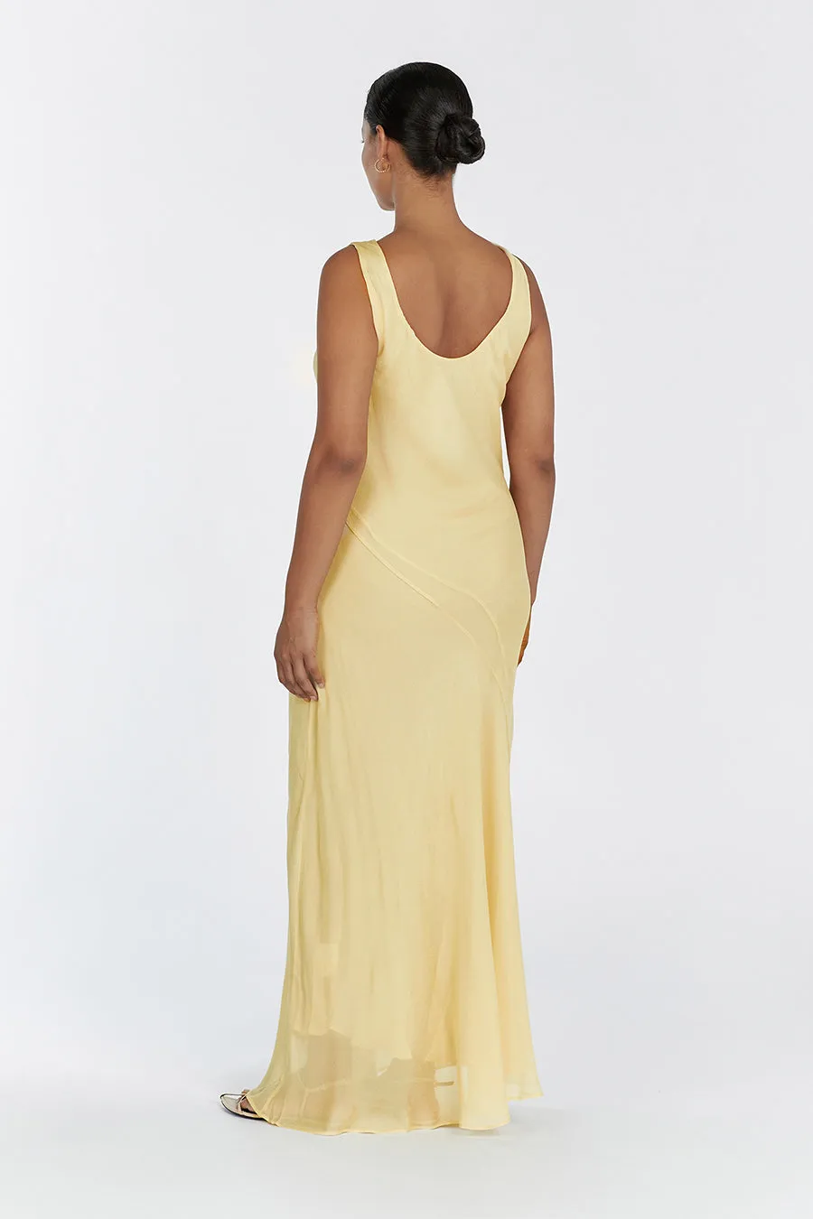 JOHNNY LEMON COWL NECK MIDI DRESS