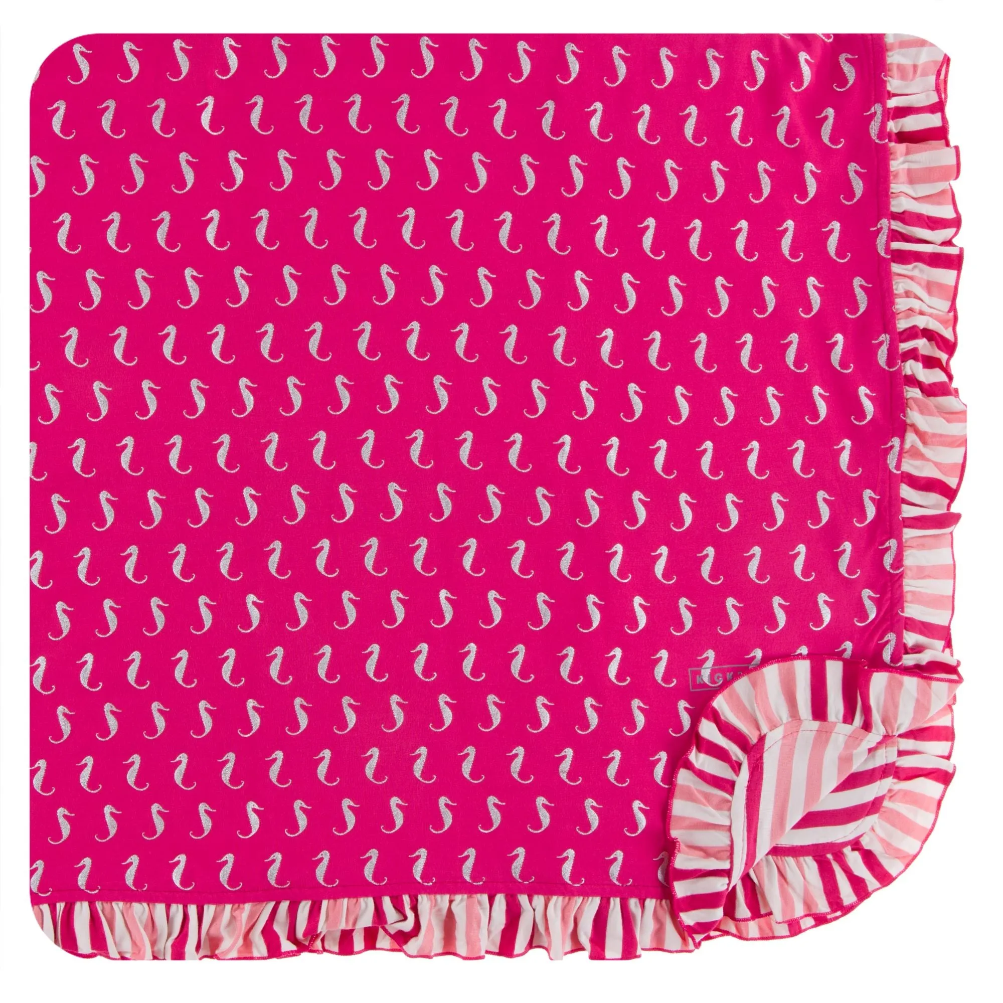 KicKee Pants Prickly Pear Mini Seahorses Ruffle Toddler Blanket