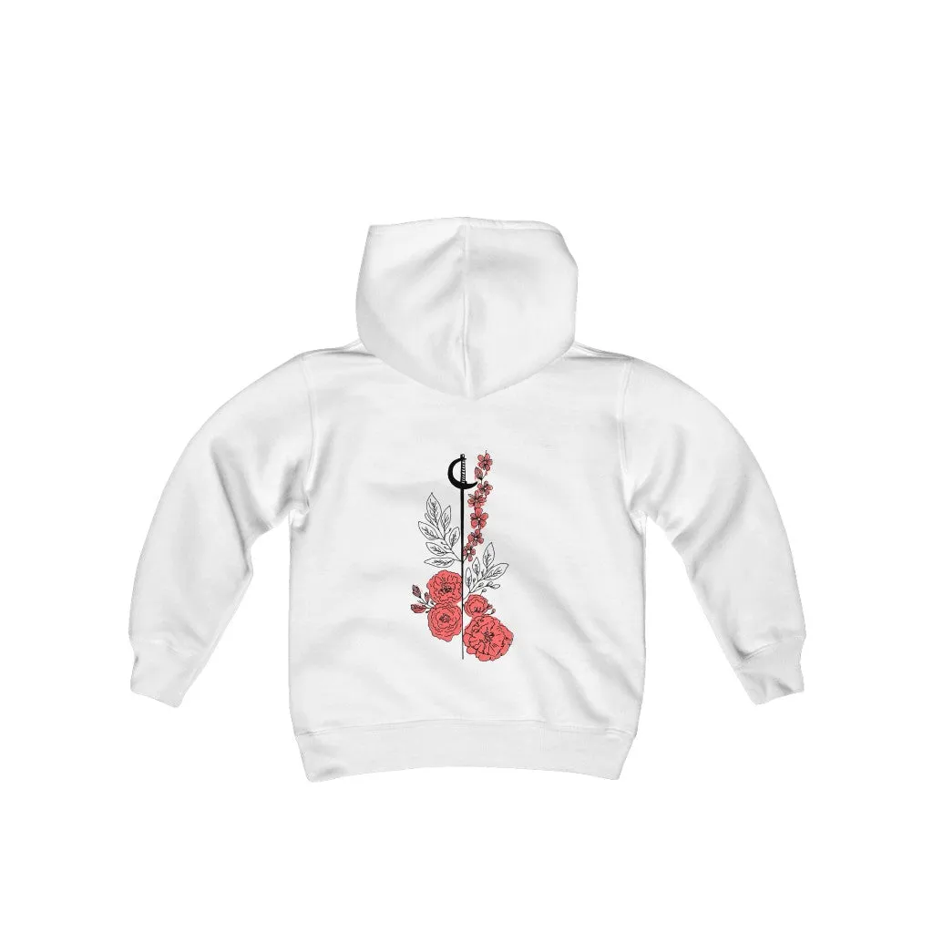 Kids Sword and Rose PDX Fencing Pullover Hoodie