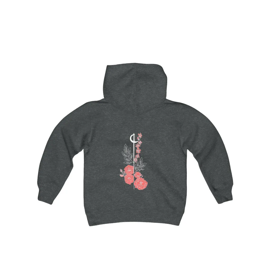 Kids Sword and Rose PDX Fencing Pullover Hoodie