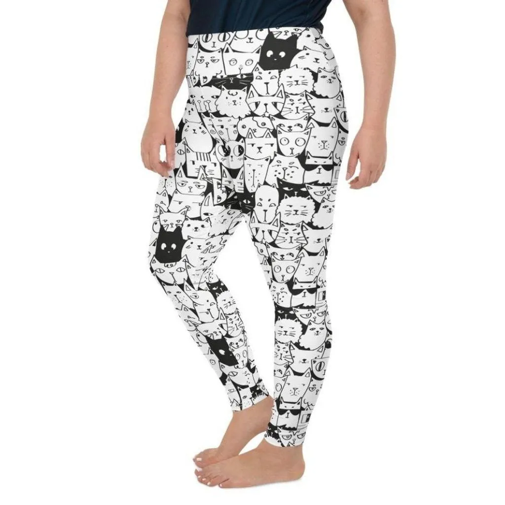 Kitty Pattern Plus Size Leggings