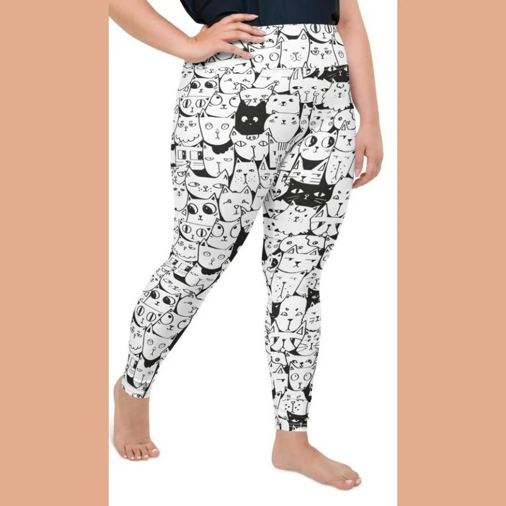 Kitty Pattern Plus Size Leggings