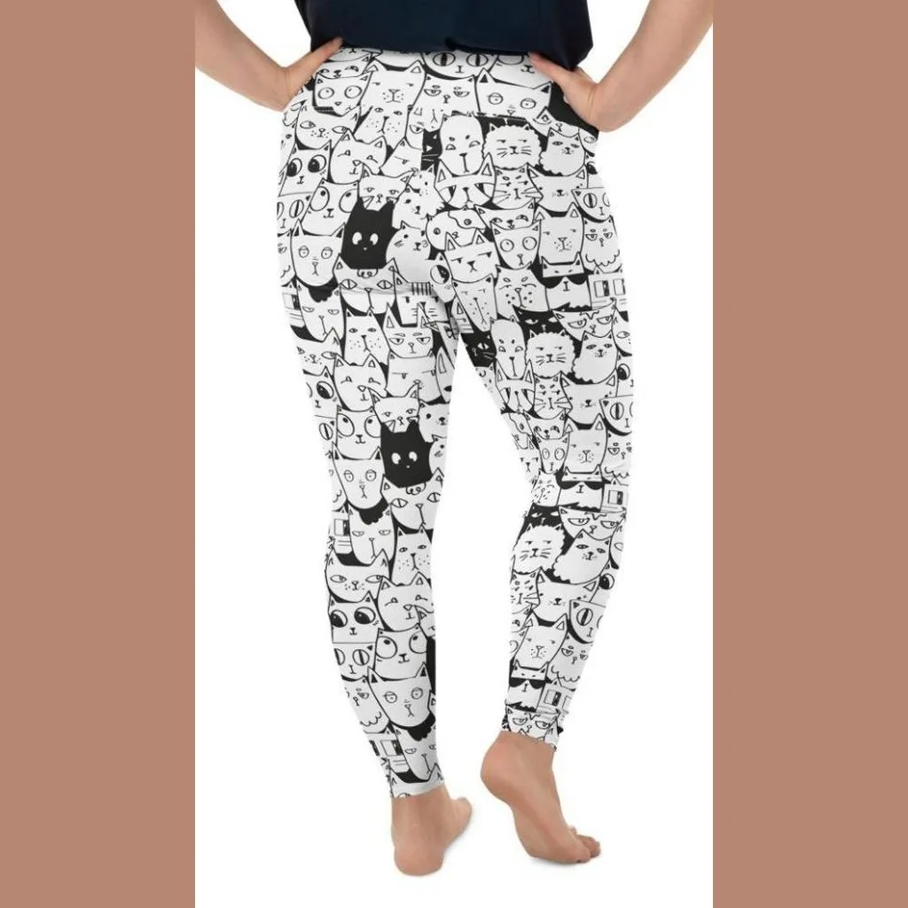 Kitty Pattern Plus Size Leggings