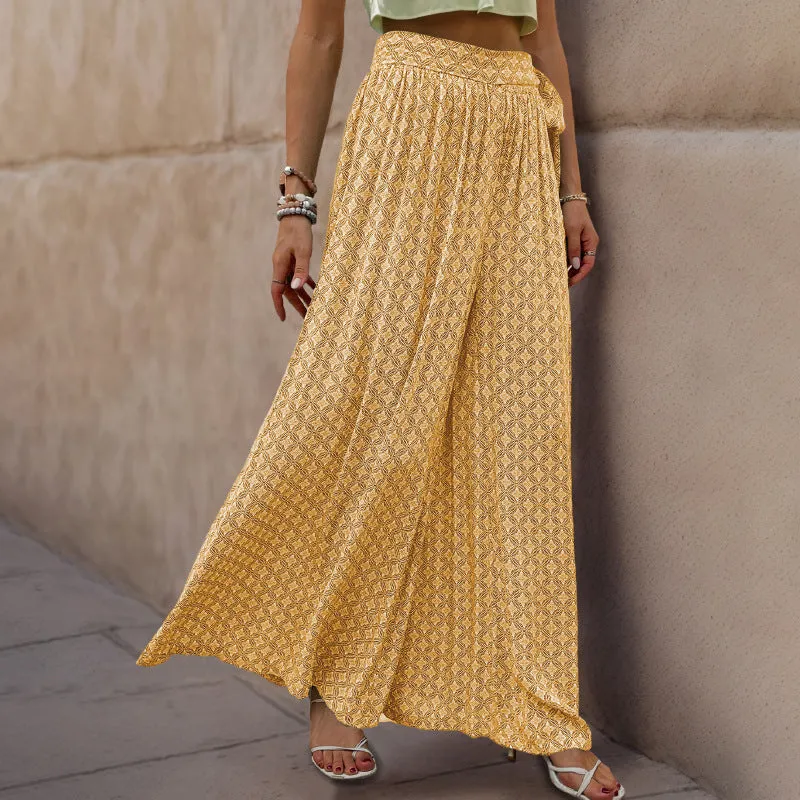 Lace-Print Flare Trousers: Chic & Comfy Elegance