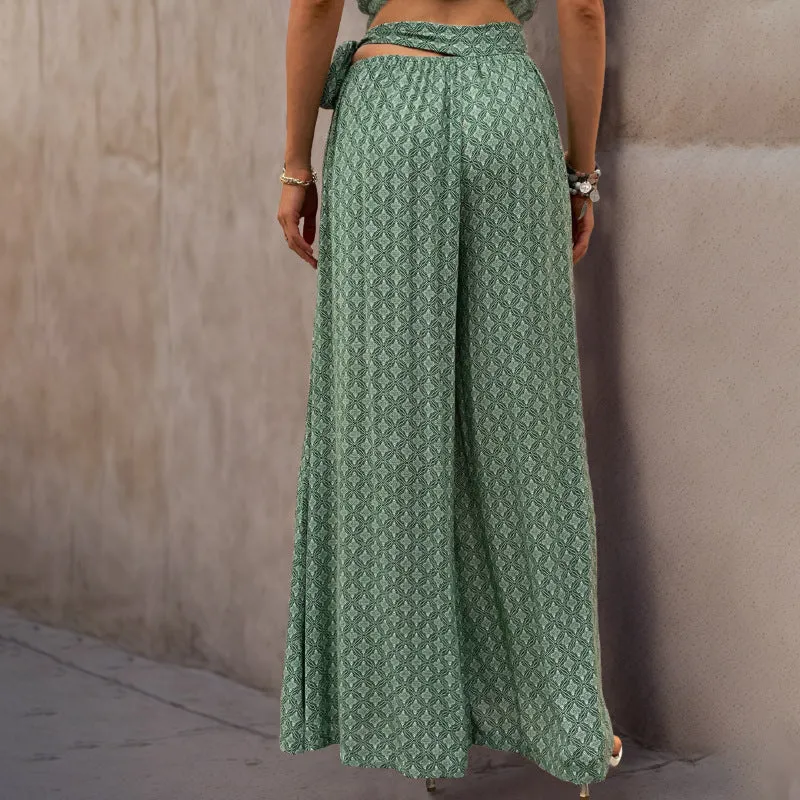 Lace-Print Flare Trousers: Chic & Comfy Elegance