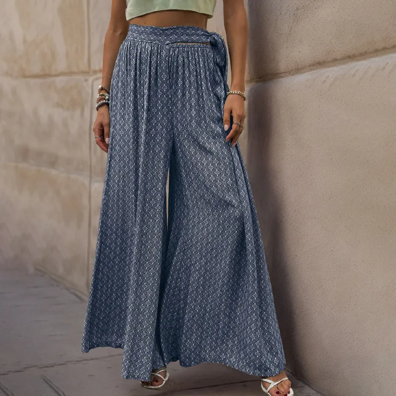 Lace-Print Flare Trousers: Chic & Comfy Elegance