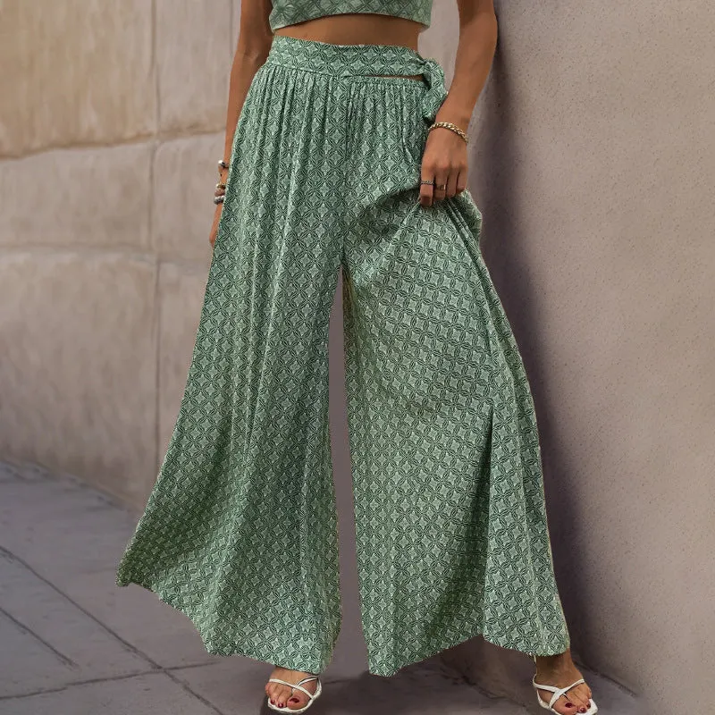 Lace-Print Flare Trousers: Chic & Comfy Elegance