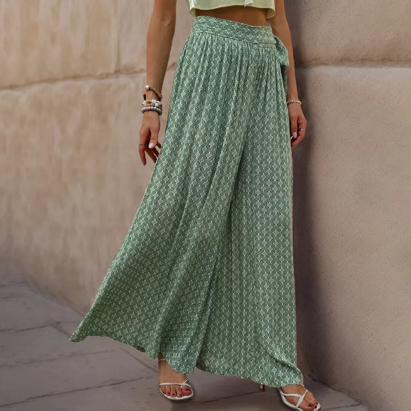 Lace-Print Flare Trousers: Chic & Comfy Elegance