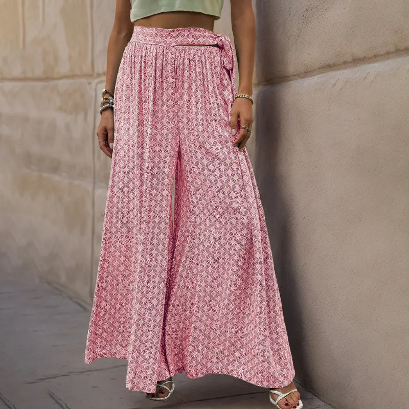 Lace-Print Flare Trousers: Chic & Comfy Elegance