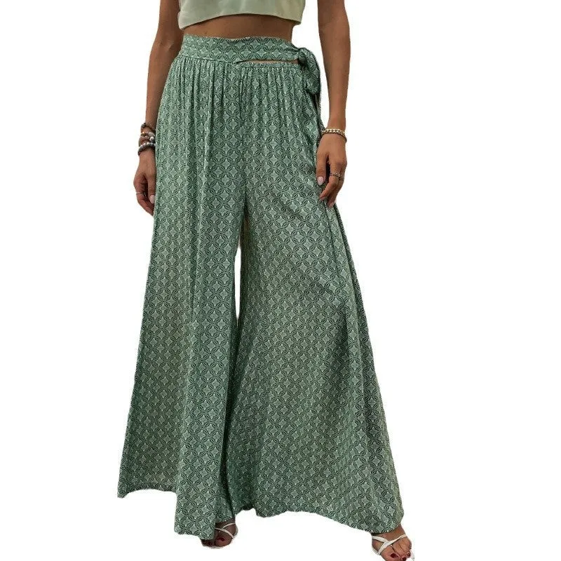 Lace-Print Flare Trousers: Chic & Comfy Elegance