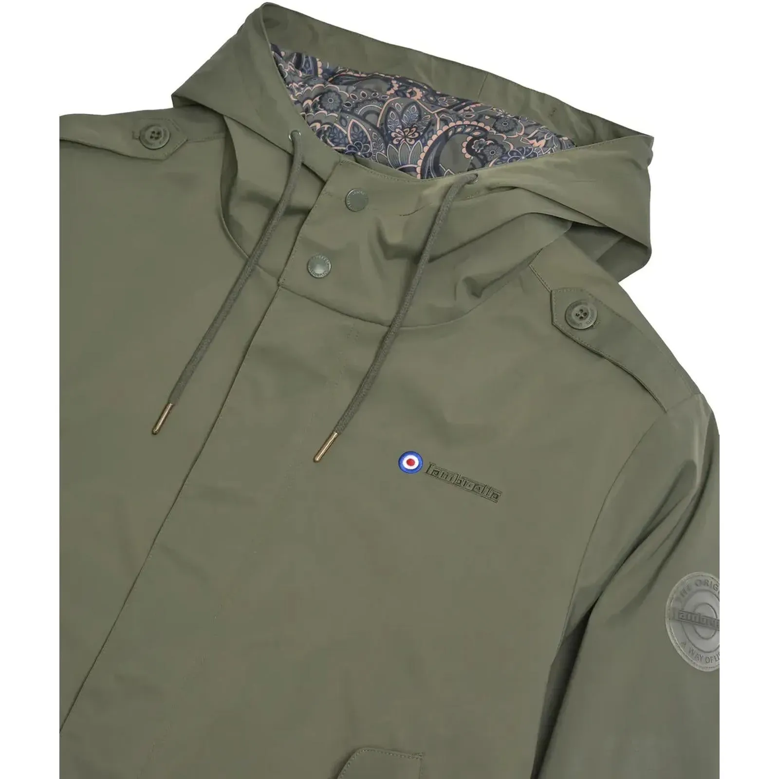 Lambretta Mens Waterproof Paisley Lined Parka - Khaki