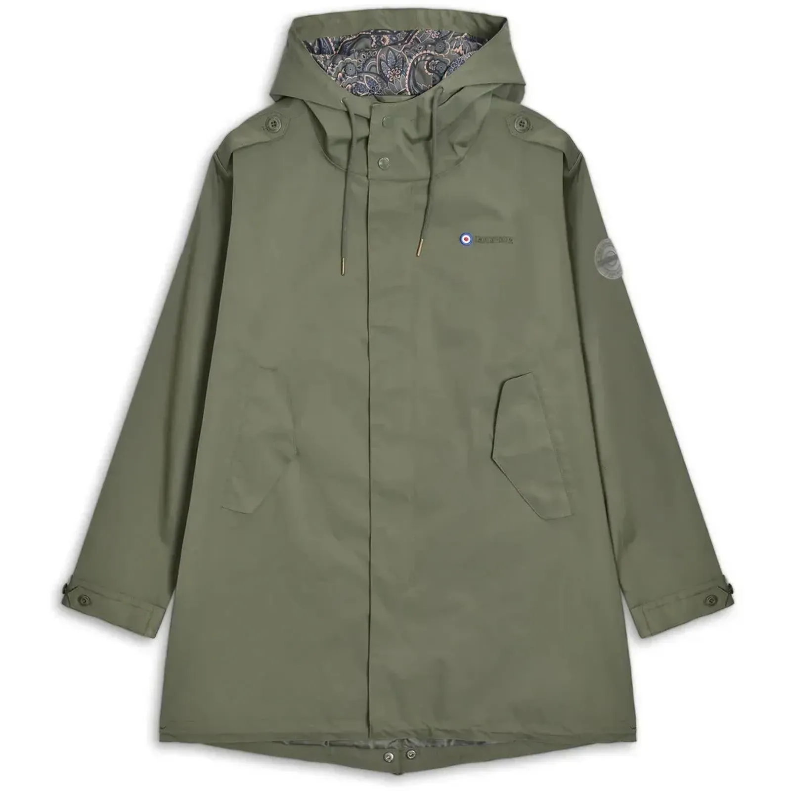 Lambretta Mens Waterproof Paisley Lined Parka - Khaki