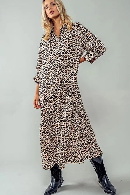 Leopard Print Button Maxi