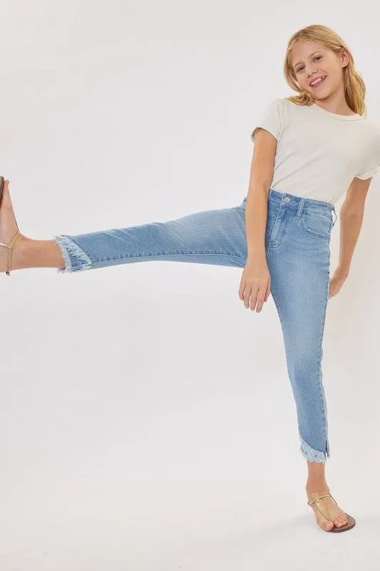 Light Denim Kids High Rise Ankle Skinny