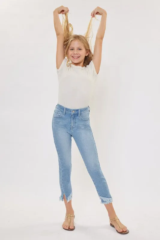 Light Denim Kids High Rise Ankle Skinny