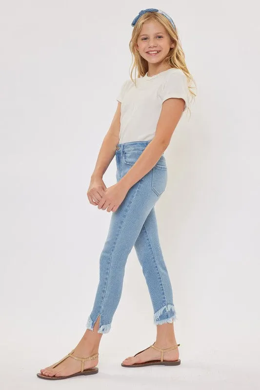 Light Denim Kids High Rise Ankle Skinny