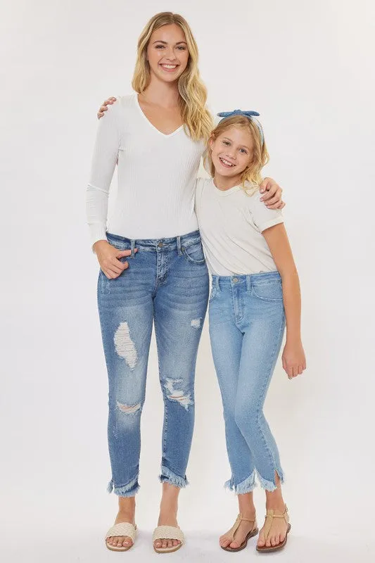 Light Denim Kids High Rise Ankle Skinny