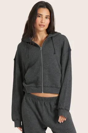 LIGHTWEIGHT SWEATS CLASSIC ZIP HOODIE - PEPPER HEATHER GREY