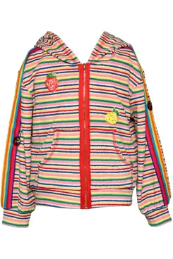 Little l Big Girl’s Striped Fruit Terry Cloth Hoodie