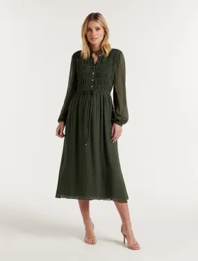 Liza Shirred Midi Dress