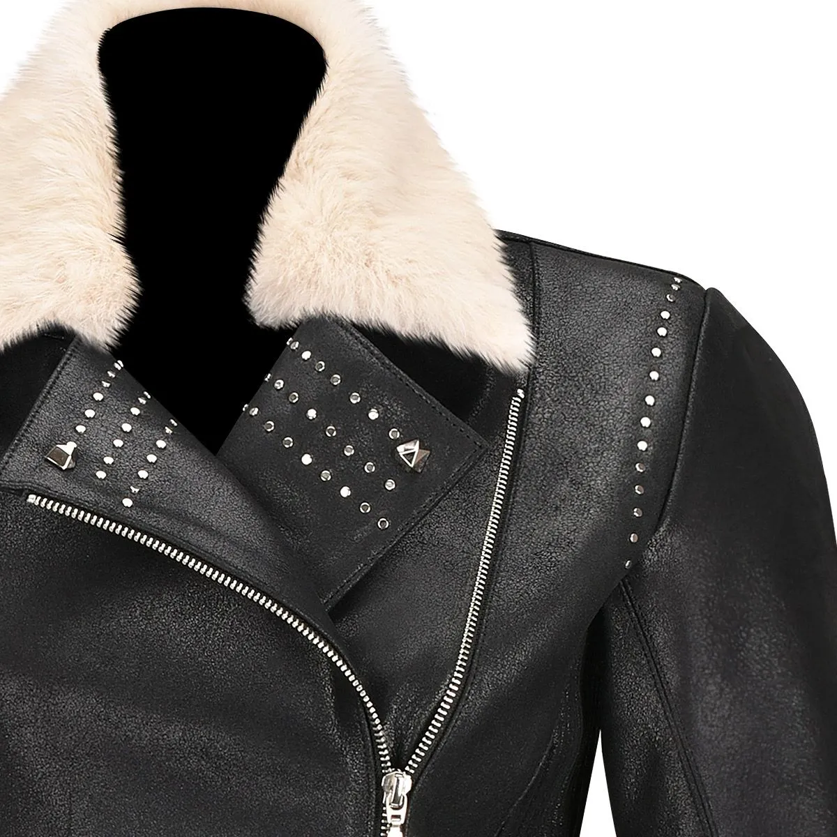 M293COC - Cuadra black western fashion lambskin leather jacket for women