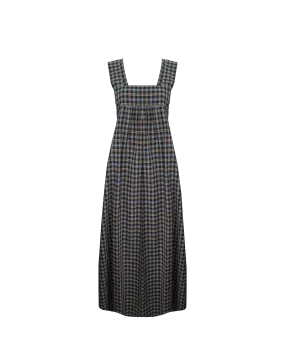 MARGIE TIE-BACK MAXI DRESS BLACK TARTAN