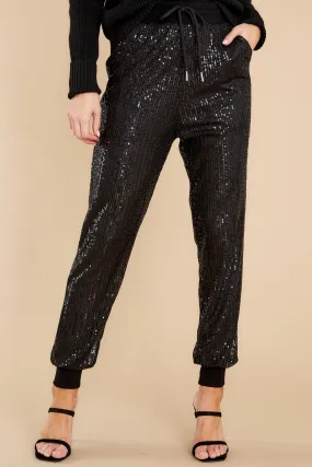 Marquee Glitter Black Sequin Pants