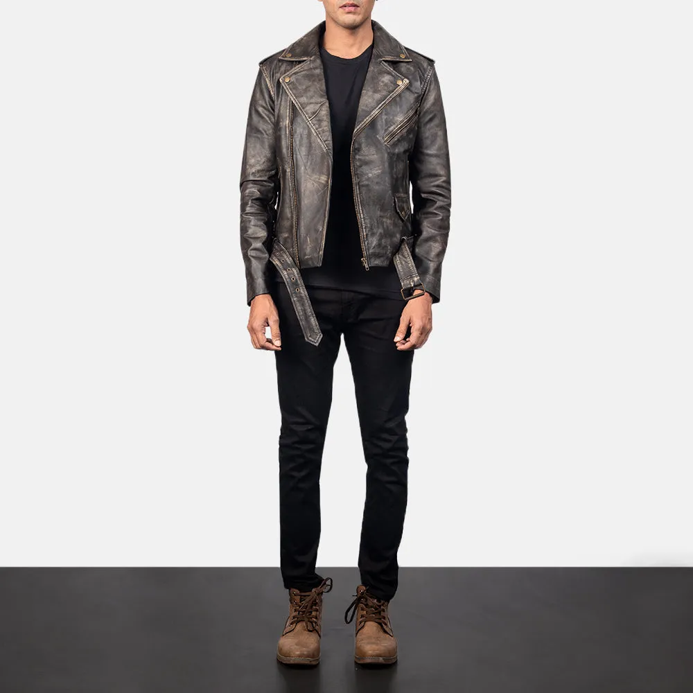 Marshal Distressed Brown Leather Biker Jacket