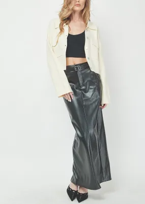 Maxi Faux Leather Skirt, Black