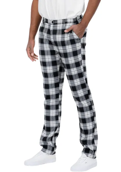 Mens Black /Gray Plaid Slim Fit Trouser Pants