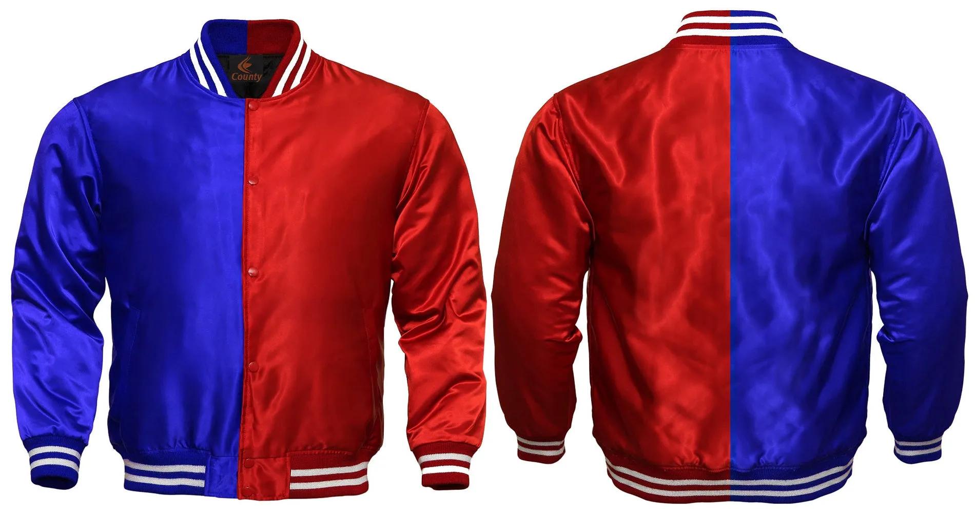 Mens Letterman Jacket Royal Blue Red Satin Jacket Team Varsity Jackets